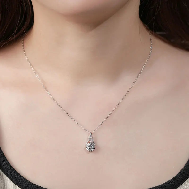 S925 Infinity Necklace 8mm 2.0CT Moissanite Pendant for Women Adjustable 925 Silver Chain GRA Certified Luxury Fine Jewelry Gift