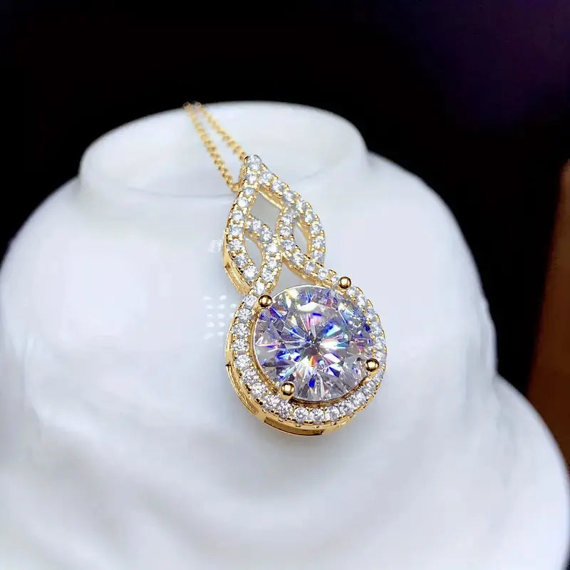 2025 Trendy Gourd Shaped Pendant Necklace Moissanite 3CT 2CT 1CT for Women 925 Silver Adjustable Chain D Color Lab Diamond Jewel