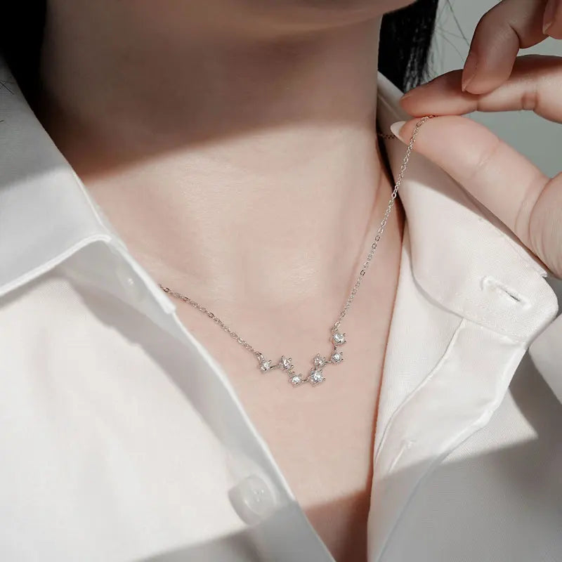 The Big Dipper Necklace Star D Moissasnite Pendant for Women Real S925 Silver Adjustable Chain Wedding Charm Jewelry Gift