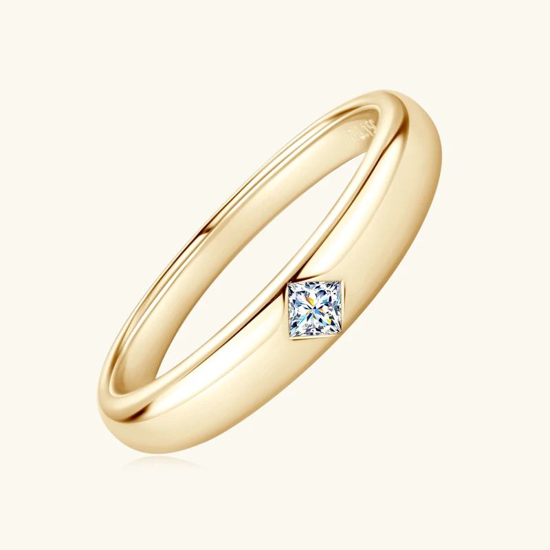 18k Gold Plated Wedding Ring 925 Silver D Color Princess Cut Square Moissanite Promise Bands for Women Certificate GRA