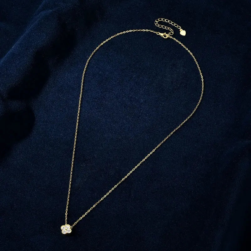 2mm Moissanite Pendant Necklace for Women 925 Silver Four Clover Flower Clavicle Necklaces Charm Valentine Gift 2025 Trend