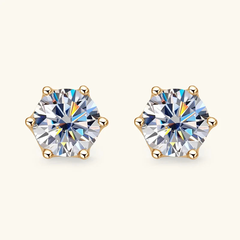 100% 10k Gold Stud Earrings 0.5ct 1.0ct Round Cut Moissanite Diamond Earrings for Men & Women Certified Real Yellow Gold Jewelry