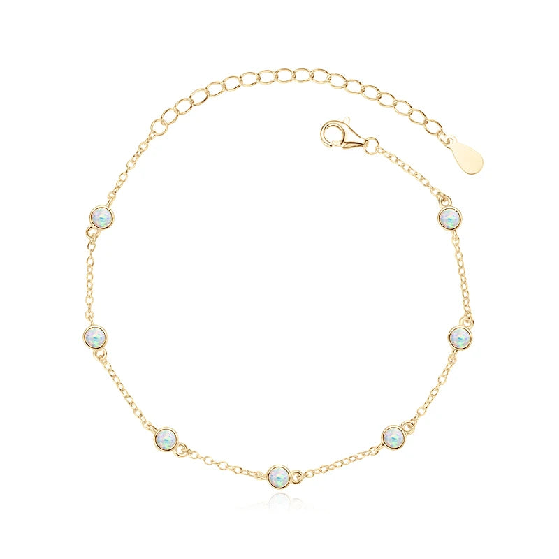 3mm Bezel Opal Bracelet 2024 Trendy 925 Silver Adjustable Chain Full of Stars Bracelet for Women Girl Gift Christmas Jewel