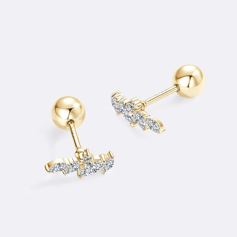 2024 Trendy Leaf-Shaped Stud Earrings Marqusie Cut Moissanite Piercing Earrings 100% 925 Silver for Women GRA Certified Jewelry