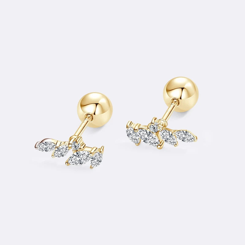 2024 Trendy Leaf-Shaped Stud Earrings Marqusie Cut Moissanite Piercing Earrings 100% 925 Silver for Women GRA Certified Jewelry