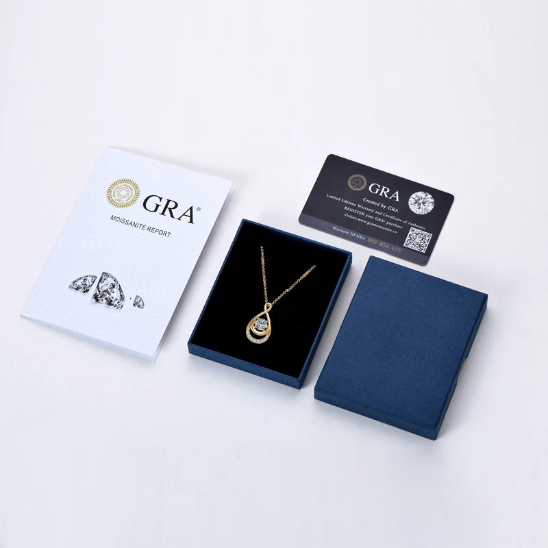 2025 1.0 carat 6.5mm Moissanite Infinity Pendant Necklace Adjustable 925 Silver Chain for Women Fine Jewelry Gift Birthday