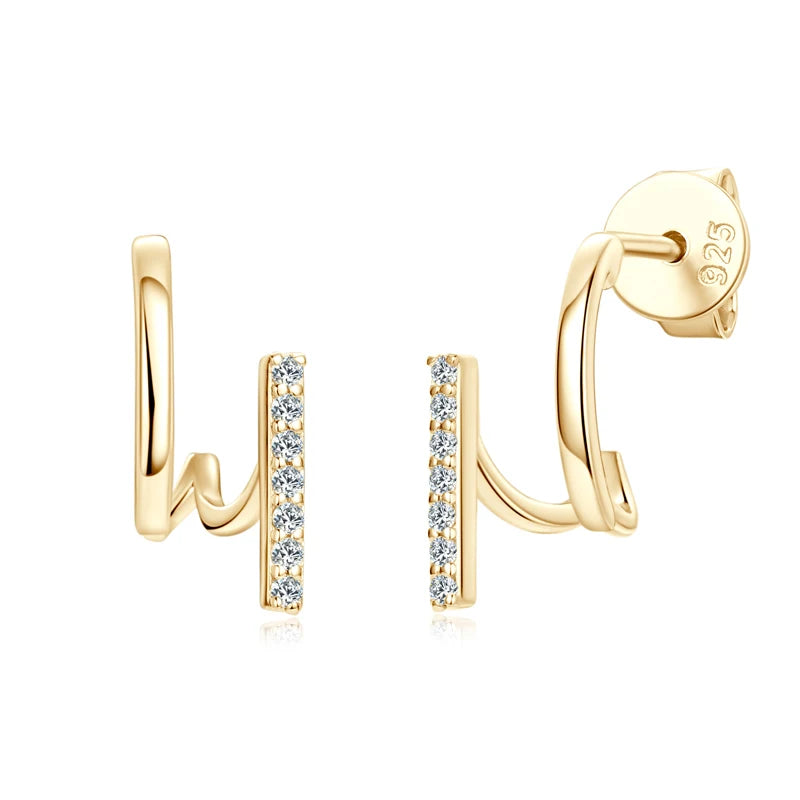 Niche Luxurious Irregular Earrings for Women Moissanite Diamond U-shaped Ear Cuff Stud Earrring 925 Sterling Silver Korean