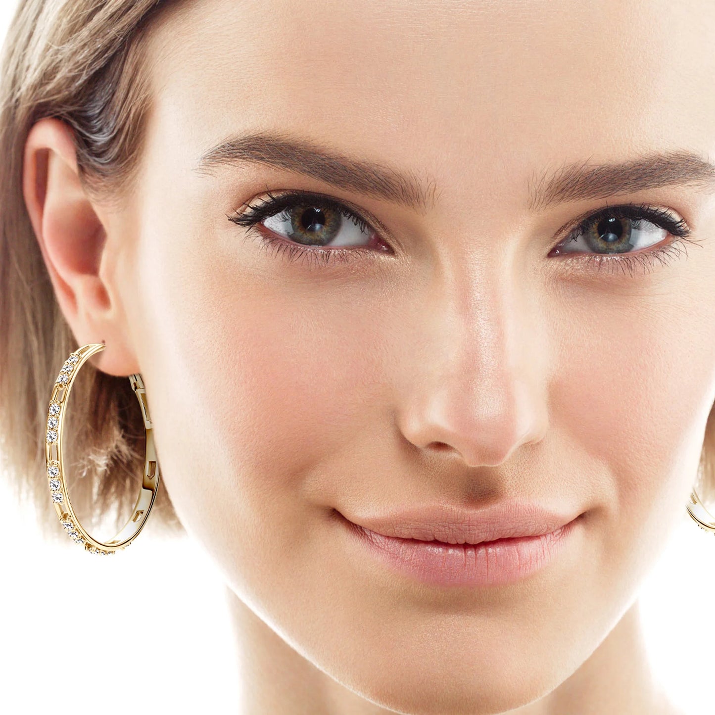 Trendy 2.16CTW. 2.3mm Moissanite Hoop Earrings for Women 925 Silver Fashion Big Larger Circle Earrings Fine Jewelry Gifts
