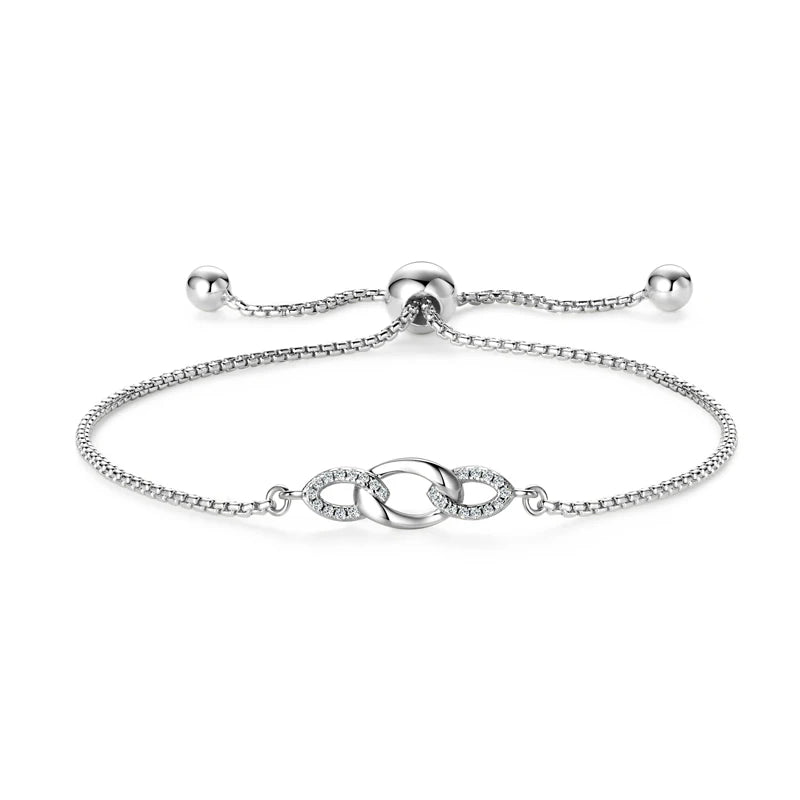 2024 Trendy Stretch Adjustable Moissanite Bracelet Real 925 Silver Plated Gold Bracelet for Women Fine Jewelry Gift Hand Chain