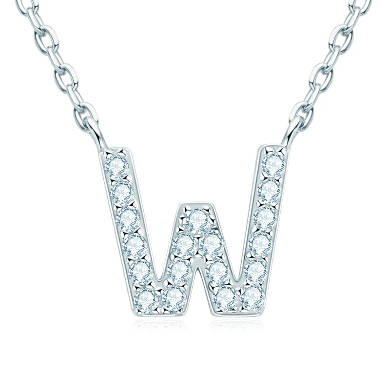 Initial Moissanite 26 Letter Pendant Necklace for Women Men Real Silver 925 Name Pendant Fine Jewelry Valentine's Day Gift