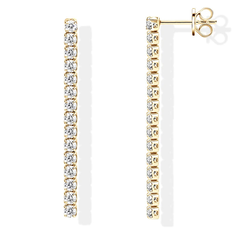 Real 925 Silver Long Drop Tennis Earrings for Women 2.5MM D-E Moissanite Dangle Earrings Stud Luxury Jewelry Party Wedding Gift