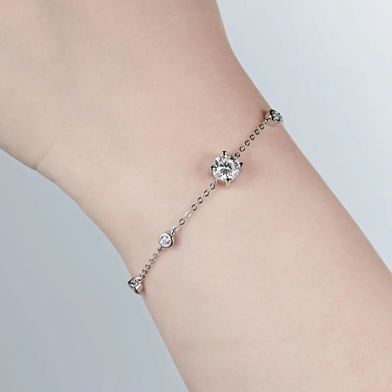 2025 Fashion Bracelets 6.5mm 1CT D All Moissanite Bracelet for Women 925 Silver Adjustable Chain Lab Diamond Jewelry Gifts