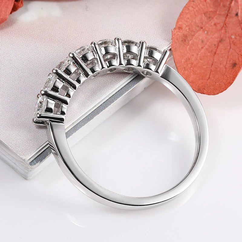3mm 7 Stones D Color Moissanite Eternity Bands Simply Stackable Silver 925 Real Sparkling Wedding Engagement Fine Jewelry Gifts