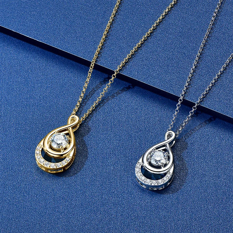 2025 1.0 carat 6.5mm Moissanite Infinity Pendant Necklace Adjustable 925 Silver Chain for Women Fine Jewelry Gift Birthday