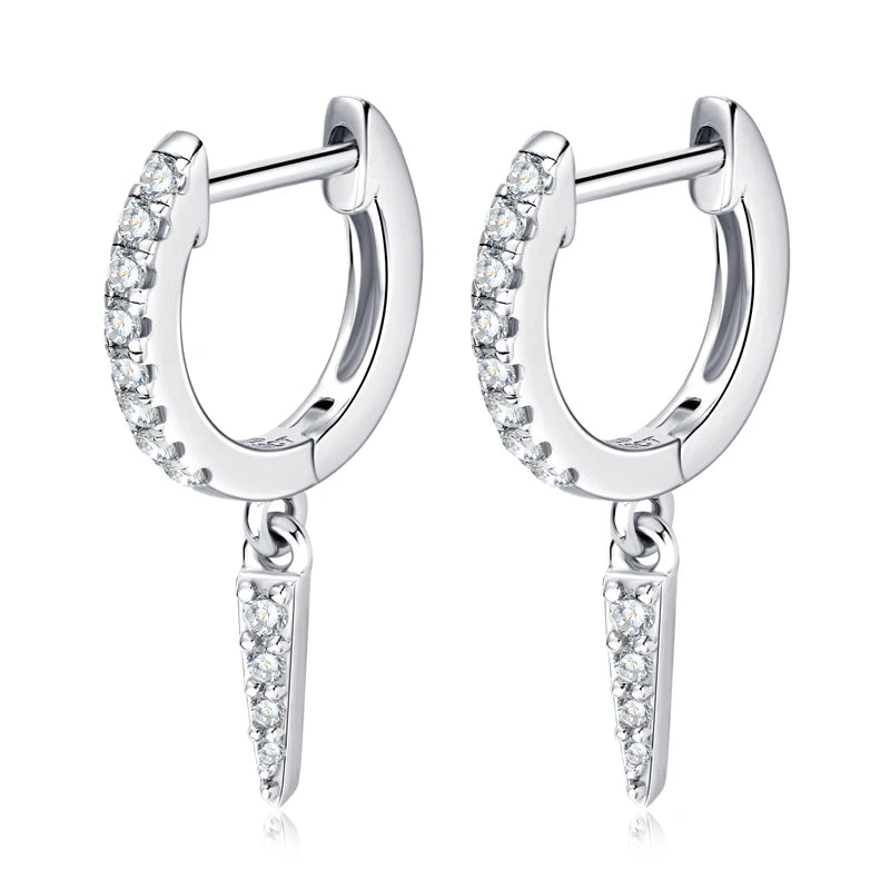 Personalized Triangular Moissanite Drop Earrings 100% Silver 925 Hoop Huggie Earring For Women Gift Jewelry with GRA Certificate