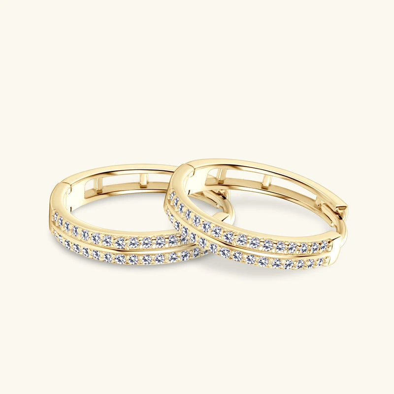 Trend Hoop Earrings 925 Sterling Silver Round Moissanite Piercing Engagement Jewelry for Women Wedding Party Gift Birthday