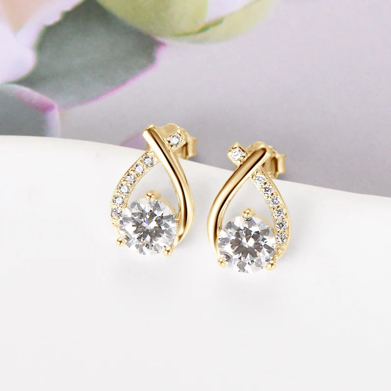 Korea Fishtail Cross Earrings Real 925 Sterling Silver 0.5ct D Color Moissanite Stud Trendy Earring for Women Daily Wear Jewelry