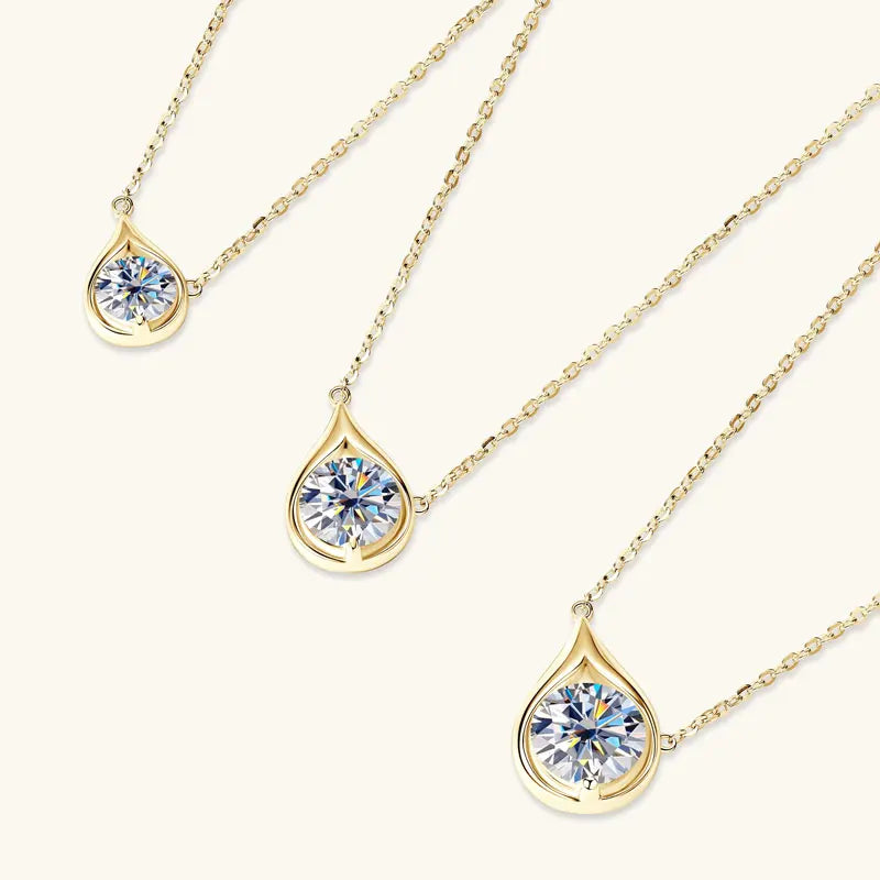 3CT 2CT 1CT D Moissanite Solitaire Pendant Necklace for Women 925 Silver Adjustable Chain 6.5mm/8mm/9mm Lab Diamond Jewelry Gift