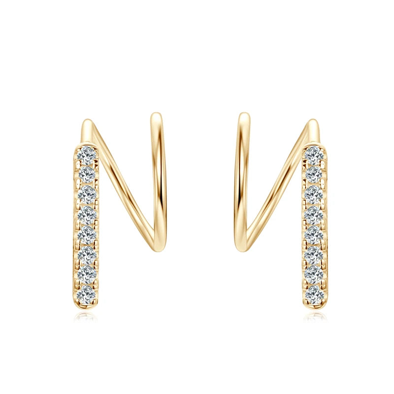 Stylish Bar Spinning Earrings 14k Gold Plated 925 Silver for Women Moissanite Piercing Earrings Jewelry 2024 Trend Gift