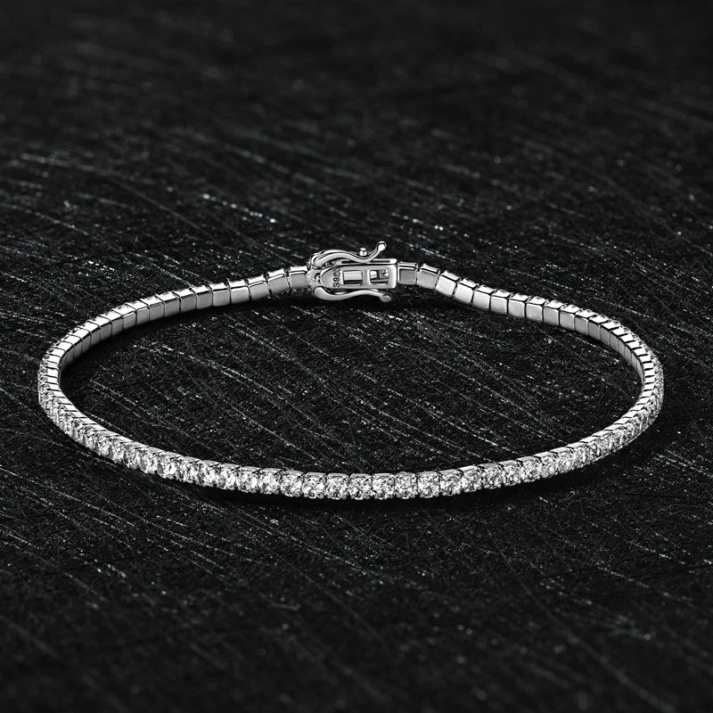 Original 925 Silver Full Tennis Bracelets 2mm Zircon Sparking Lab Diamond Bracelet for Men Women Luxury Christmas Gifts
