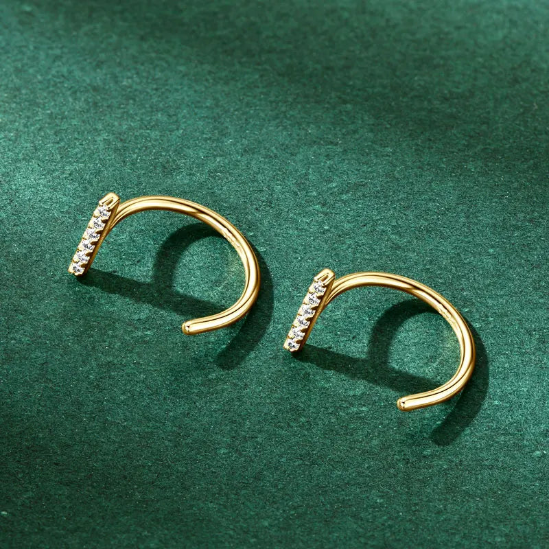 2025 Trendy 1mm Moissanite Stud Earrings 925 Sterling Silver for Women Simple Piercing Ear Earrings Cuff Fine Jewelry Gift