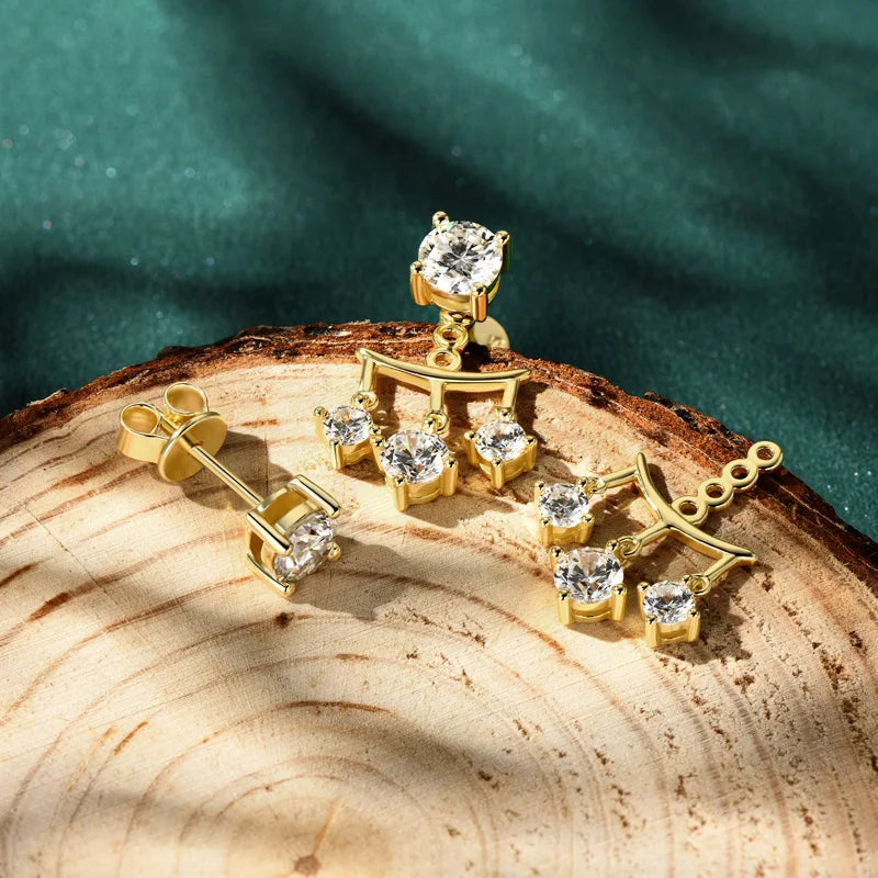 2024 Trendy 1cttw 5mm Moissanite Drop Stud Earrings for Women 925 Silver Dual Use Earrings Jacket GRA Certified Christmas Gift