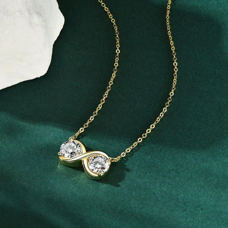 6.5mm 1ct D Moissanite Infinity Pendant Necklace for Women Silver 925 Adjustable Chain 8mm 2ct Lab Diamond Infinite Charm Gifts