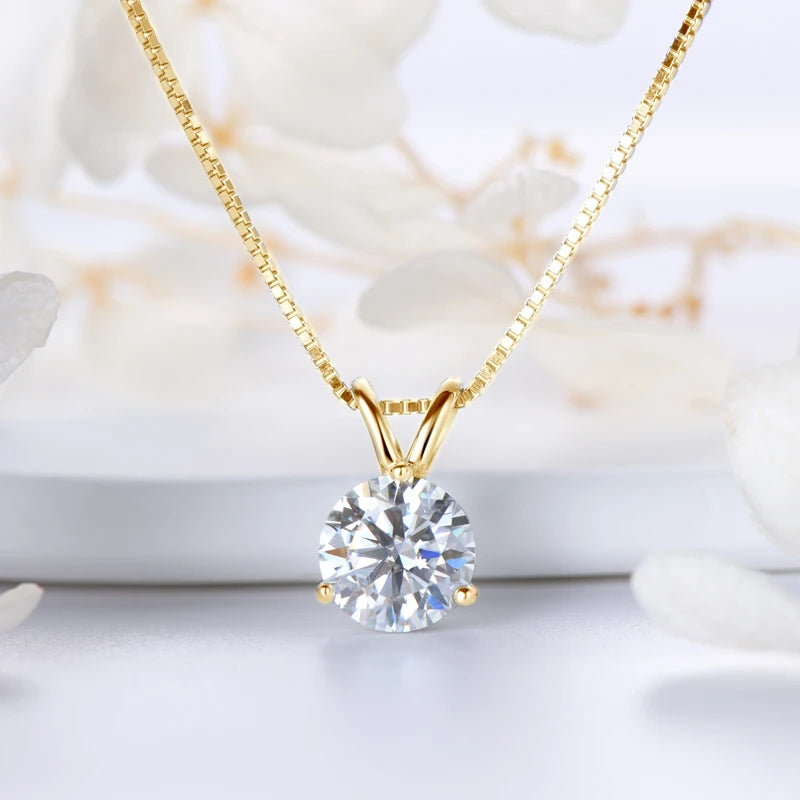 2025 Sparking 1ct 2ct 3ct D Moissanite Pendant Necklace for Women Adjustable 925 Silver Chain Fine Jewelry Valentine's Day Gift
