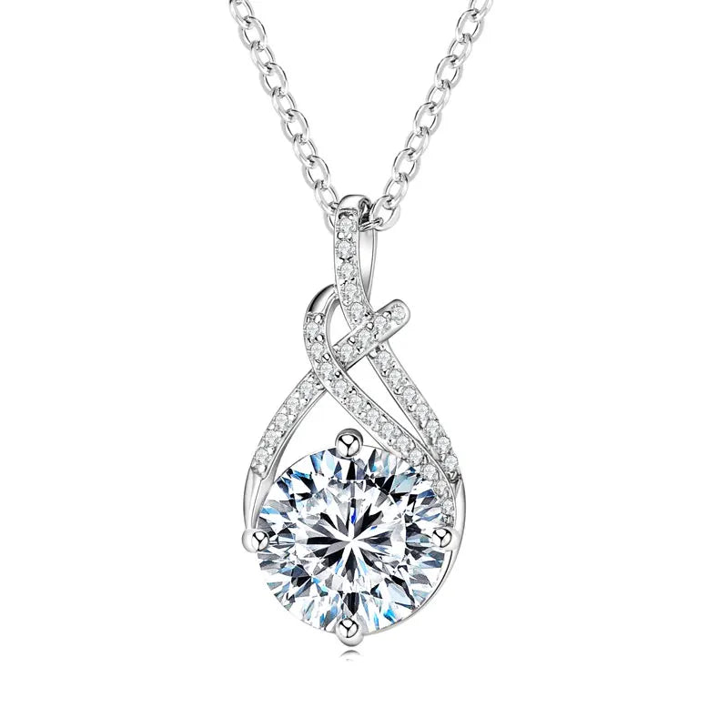 S925 Infinity Necklace 8mm 2.0CT Moissanite Pendant for Women Adjustable 925 Silver Chain GRA Certified Luxury Fine Jewelry Gift
