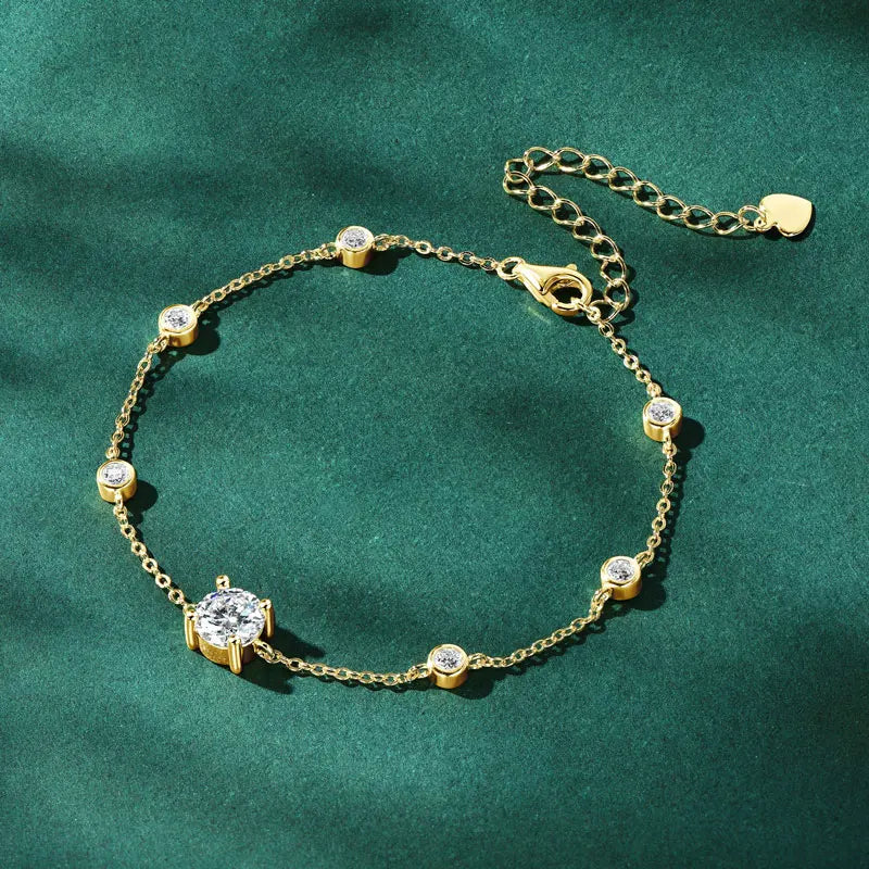 2025 Fashion Bracelets 6.5mm 1CT D All Moissanite Bracelet for Women 925 Silver Adjustable Chain Lab Diamond Jewelry Gifts