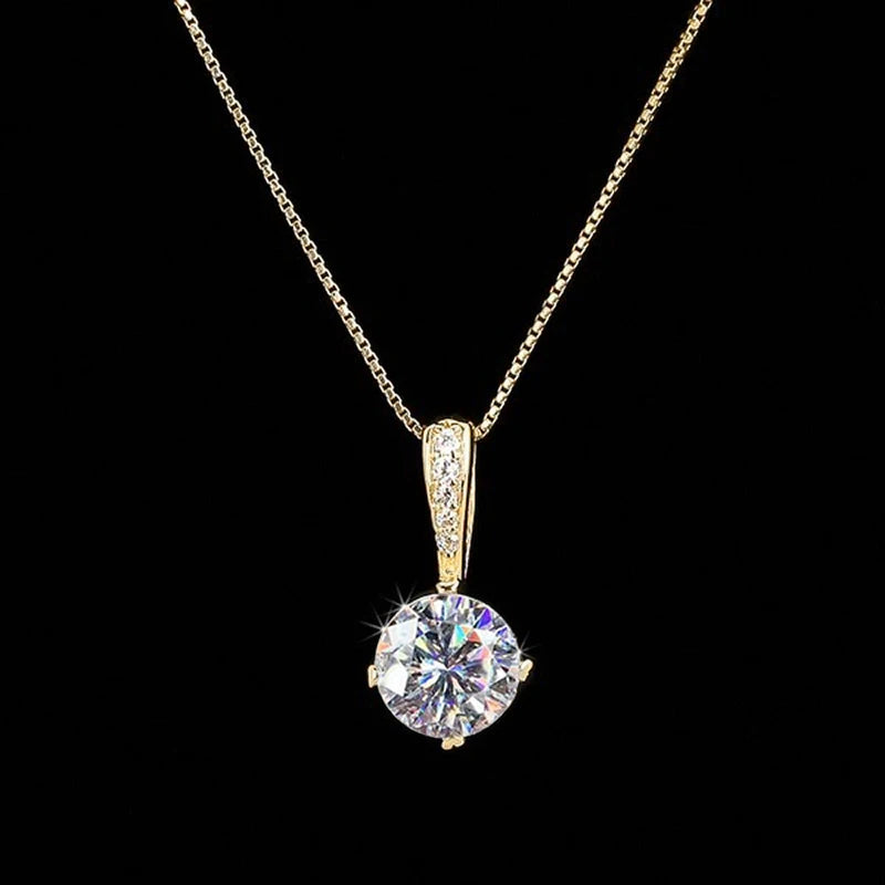 925 Silver 1Ct D Color Round Moissanite Pendant Necklace with Real Certificate Women's Necklace Jewelry Heart Shaped Claw
