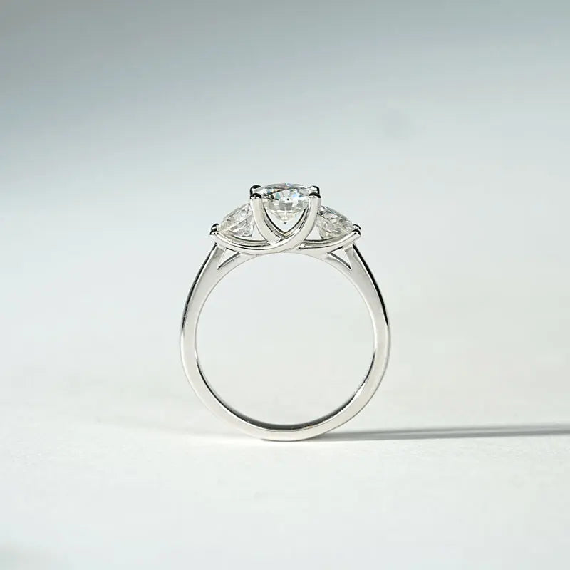 2.0CTTW 6.5mm D Color Moissanite Engagement Wedding Ring 925 Sliver GRA Certified Three Stone Band for Women Promise Fine Jewel