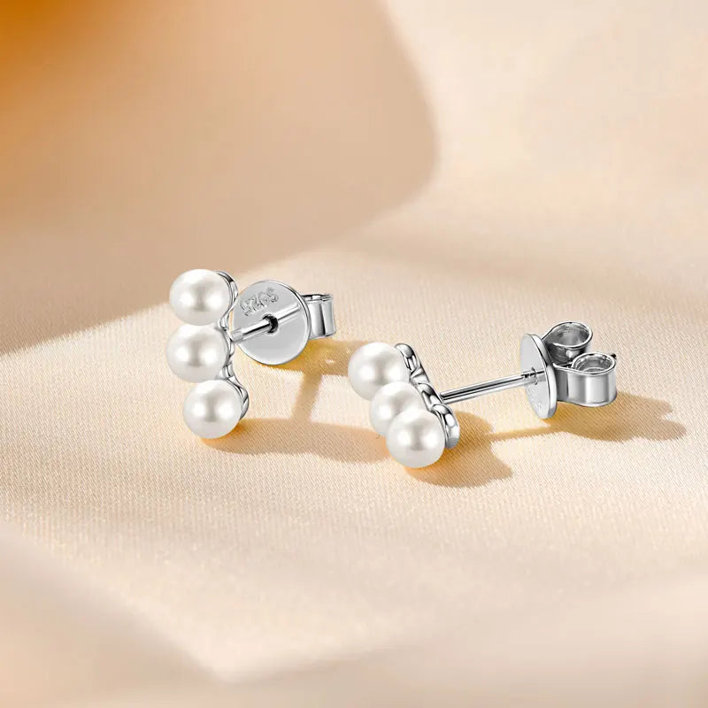 925 Sterling Silver Earrings Piercing Studs Round 3mm Natural Freshwater White Pearl Earrings for Women Fine Jewel Gifts