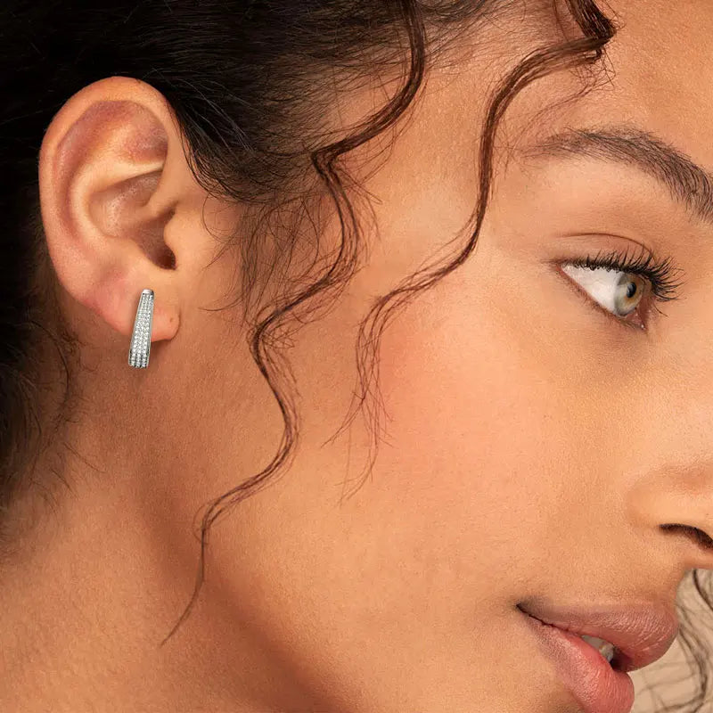 2025 0.86CTW. Pave Moissanite Hoop Huggie Earrings for Women 925 Silver Luxury Skeleton Design Earring Original Fine Jewelry GRA