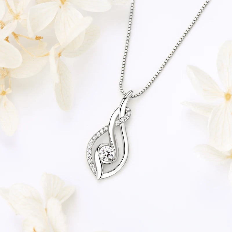 Real D0.43CT Moissanite Twist Pendant Infinity Necklace Silver 925 Sterling for Women Jewelry Wedding Party Birthday Gifts