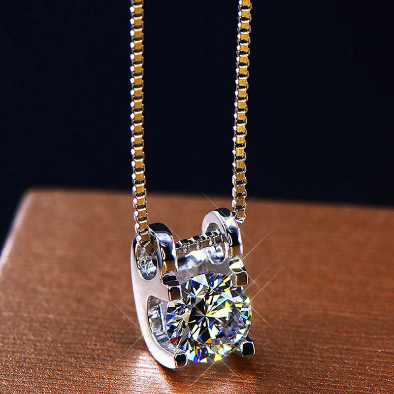 Sparking D0.5CT D Color Moissanite Diamond Pendant Necklace Original Solid Silver 925 Jewelry Women Friend Gift Certified