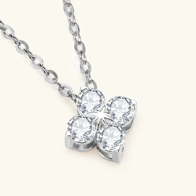 Lucky Clover Necklace Four Leaf Certified D0.40CT Moissanite Pendant Solid 925 Sterling Silver Women's Charm Jewelry Gift