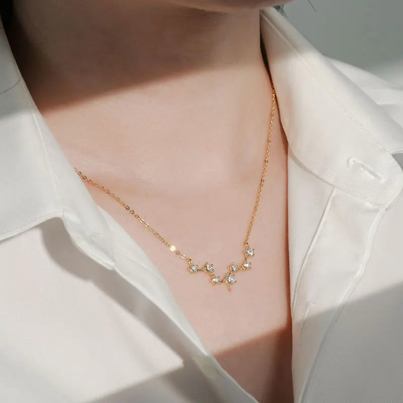 The Big Dipper Necklace Star D Moissasnite Pendant for Women Real S925 Silver Adjustable Chain Wedding Charm Jewelry Gift