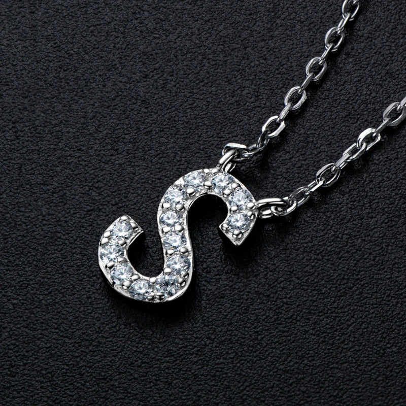 Initial Moissanite 26 Letter Pendant Necklace for Women Men Real Silver 925 Name Pendant Fine Jewelry Valentine's Day Gift