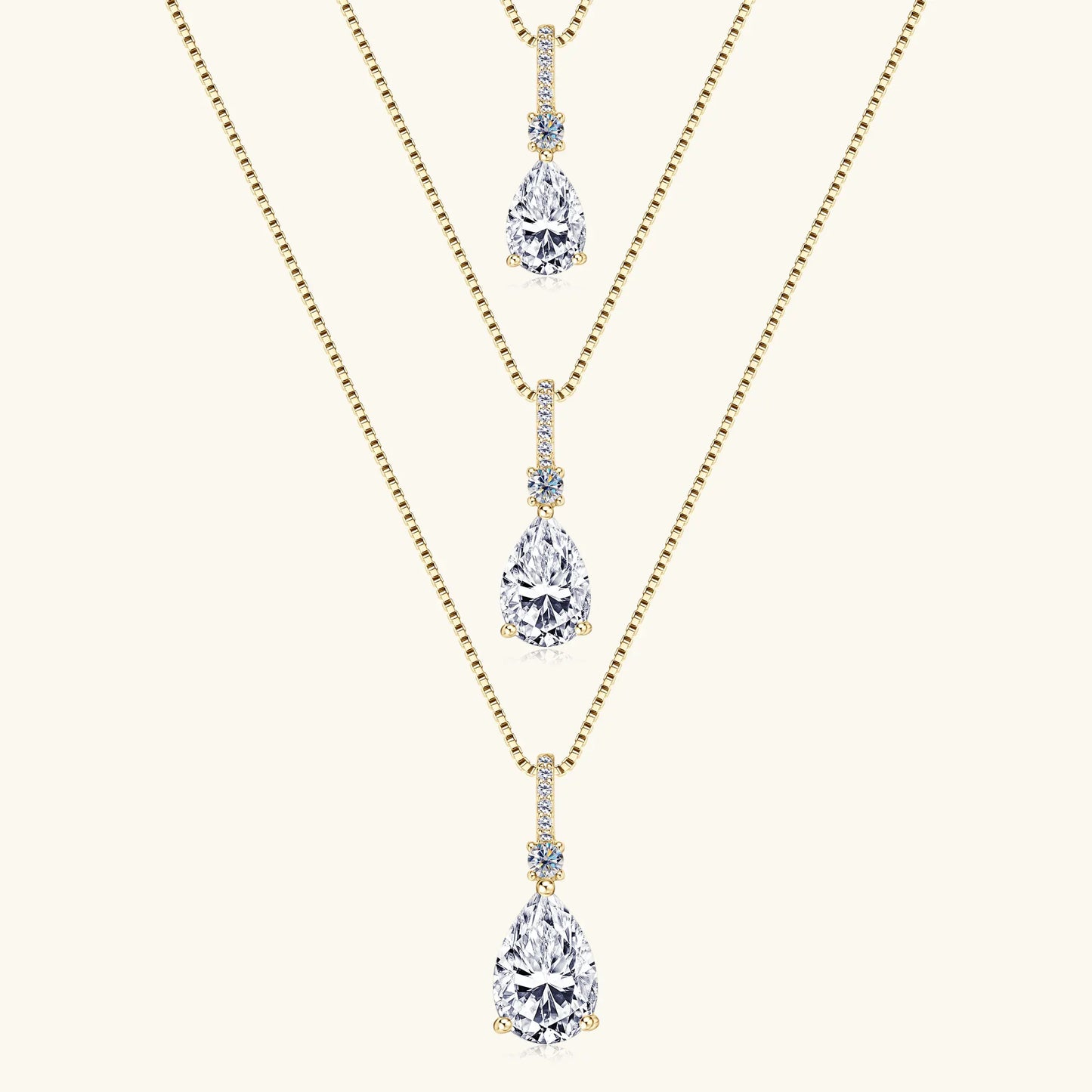 Luxury Necklace 4CT 2CT Pear Cut D VVS1 Waterdrop All Moissanite Pendant for Women 925 Silver Adjustable Chain Fine Jewelry Gift