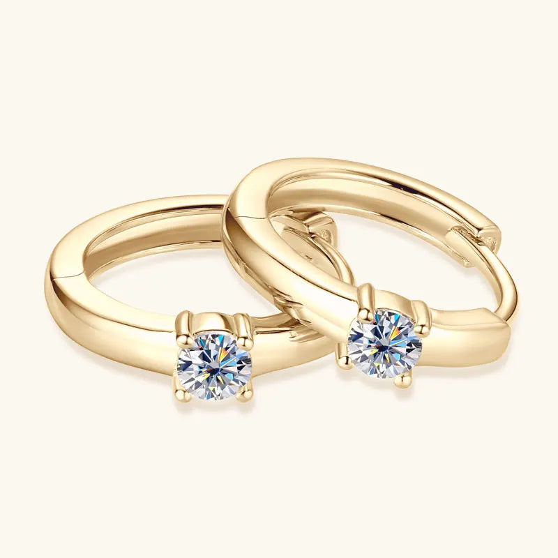 10K Real Gold Hoop Earrings for Women 2.5mm D Color Moissanite Diamond Earrings Mini Hoops Yellow Gold Wedding Jewelry with GRA