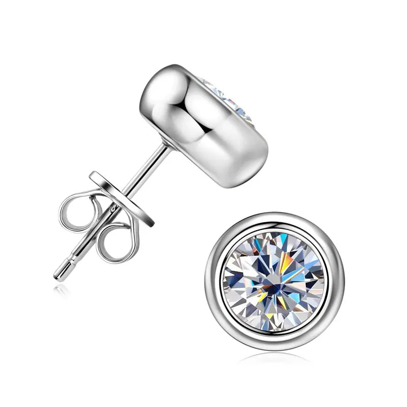 100% 925 Sterling Silver Gold Stud Earrings 6.5mm D Color Moissanite 4 Claw Earrings Classic Jewelry for Women Girl Gift