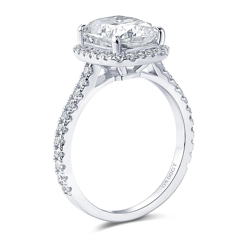 Original 4.0 Carat Cushion Cut Moissanite Wedding Ring 925 Sterling Sliver Promise Ring Bands for Women Engagement Jewelry
