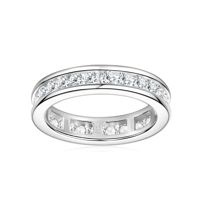 100% 925 Sliver 2.5mm D Moissanite Full Eternity Ring for Women 2025 Trendy Finger Jewelry Wedding Engagement Rings Band