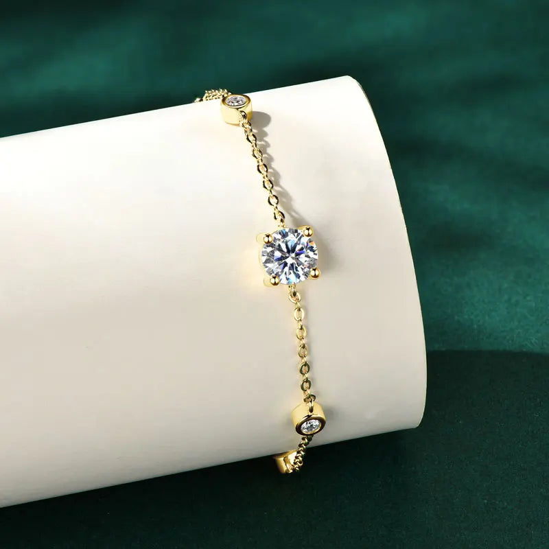 2025 Fashion Bracelets 6.5mm 1CT D All Moissanite Bracelet for Women 925 Silver Adjustable Chain Lab Diamond Jewelry Gifts