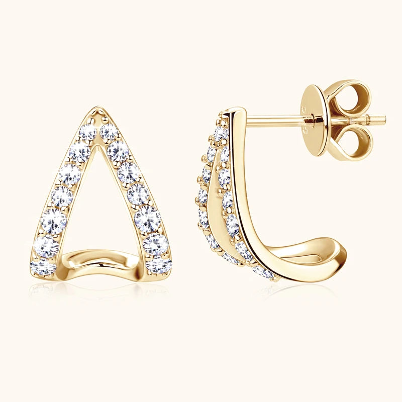 Mini Needles Stud Earrings 925 Sterling Silver for Women with D Color Moissanite Lovely Piercing Jewelry with Certificate