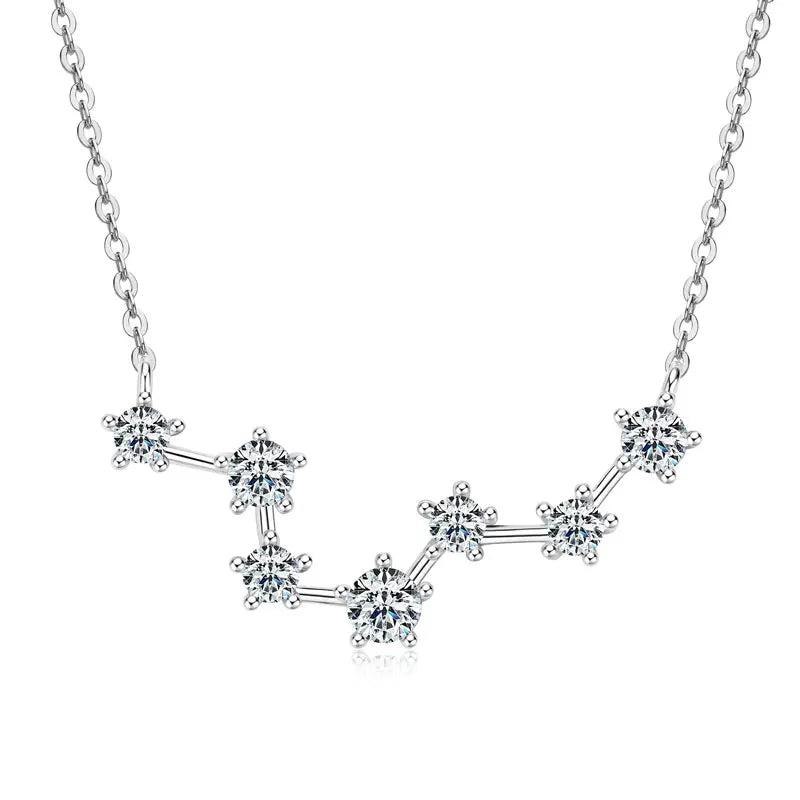The Big Dipper Necklace Star D Moissasnite Pendant for Women Real S925 Silver Adjustable Chain Wedding Charm Jewelry Gift