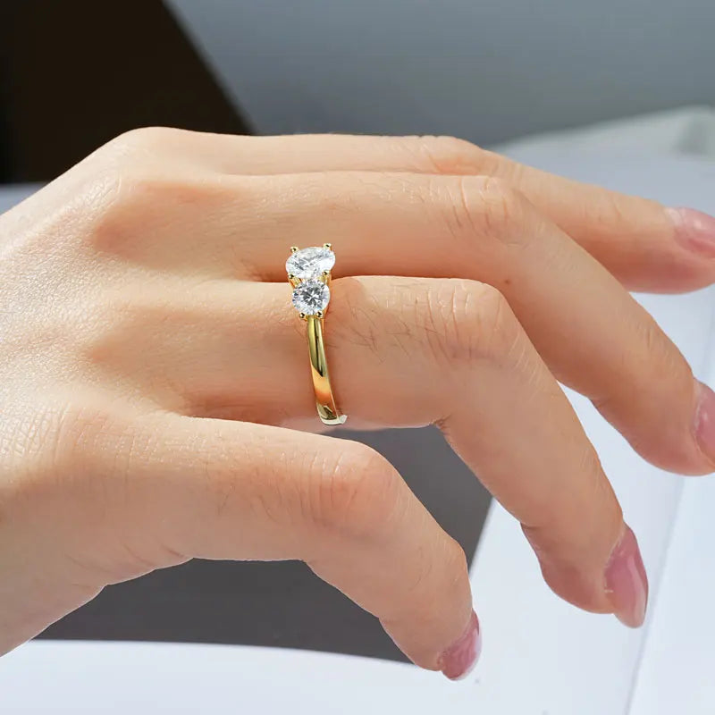3 Stones D Moissanite Ring Real 925 Sliver Promise Rings for Women Engagement Wedding Jewelry 6.5mm 5mm Lab Diamond Bands