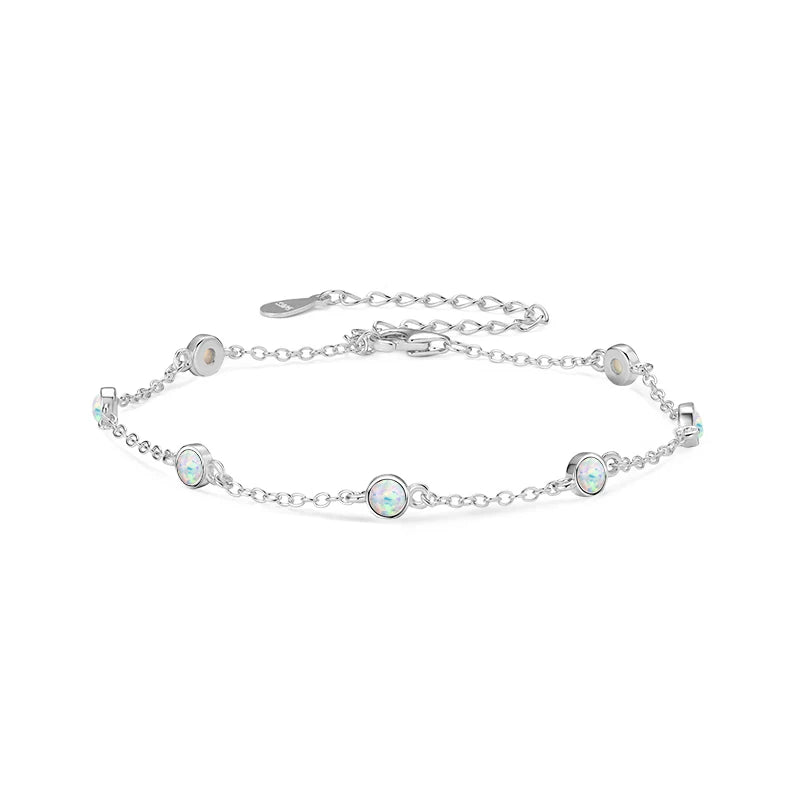 3mm Bezel Opal Bracelet 2024 Trendy 925 Silver Adjustable Chain Full of Stars Bracelet for Women Girl Gift Christmas Jewel