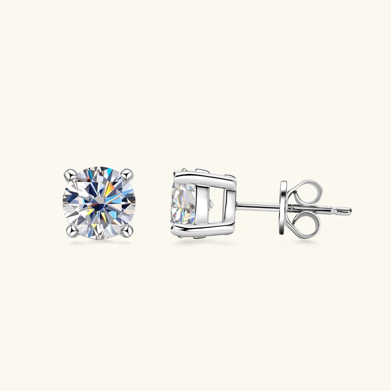 100% 925 Sterling Silver Moissanite Earrings Studs for Couple Women Men Certified 0.5CT 1CT 2CT D Color Moissanite Jewelry